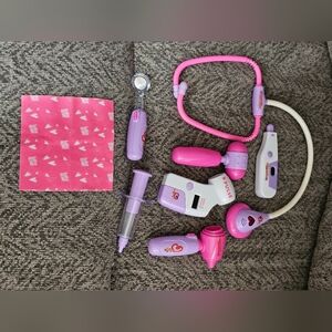 Toy Pretend Play Doctor / Nurse Kit - 8 PC Set - Stethoscope, Thermometer, Etc